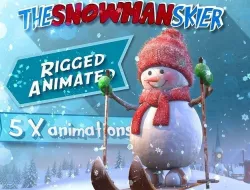 Snowman Skier Low-poly 3D model