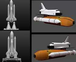 Space Shuttle file STL for all 3D printer, two versions on platform and in the take-off phase lamp  scale 1/120 FDM 1/240 DLP-SLA-SLS
