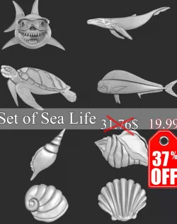 STL models for 3D printing and CNC Set of Sea Life 8 stl file