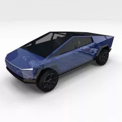 Tesla Cybertruck with chassis Blue 3D model