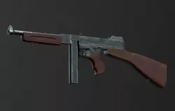 Thompson Machine gun PBR textured Low-poly 3D model