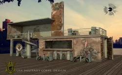 US Military Cafe Design Low-poly 3D model