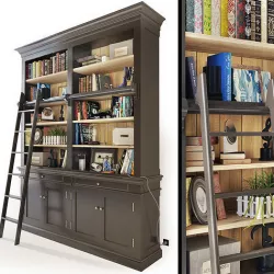 Versailles Bookcase with Ladder in black  Maisons du monde 3D model