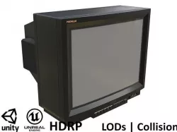 Vintage CRT TV 29 inch - Black Low-poly 3D model