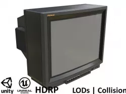 Vintage CRT TV 29 inch - Gray Low-poly 3D model