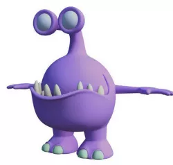 Violet monster cartoon Low-poly 3D model
