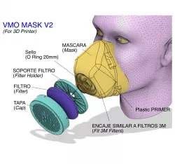 VMO MASK V2 - 3D-PRINTED PROTECTIVE - Coronavirus COVID-19
