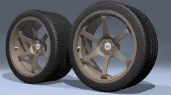 Volk T037 Alloy wheels with PZERO tires 3D model