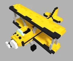 Voxel biplane Crop Duster Low-poly 3D model air plane Low-poly 3D model