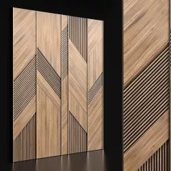 Wooden panels with planks 3D model