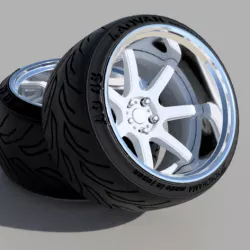 WORK Emotion t7r Rims 2p with ADVAn tires wheels for diecast and scale models