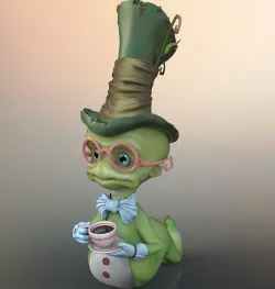 Worm cartoon high poly 3D model