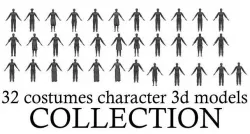  32 costumes character 3d models collection 3D model
