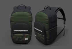 Backpack Generic camping bag baggage human scifi  Low-poly 3D model