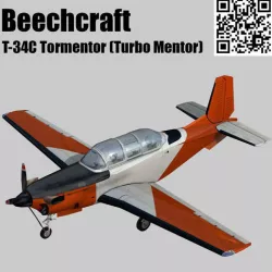 Beechcraft T-34C Turbo Mentor Low-poly 3D model