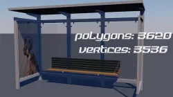 Bus stop Low-poly 3D model