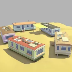 Caravan home pack Low-poly 3D model