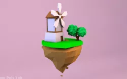 Cartoon Mill Low-poly 3D model