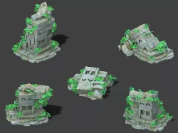 Cartoon Sky City - sitting Buddha stone 3D model
