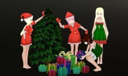 Christmas - Anime Girl Characters Low-poly 3D model