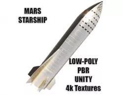 Elon Musk Starship Low Poly MARS Rocket PBR 4k ready game render Low-poly 3D model