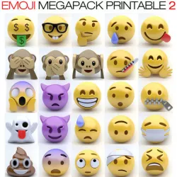 EMOJI MEGAPACK PRINTABLE 2 Low-poly 3D model
