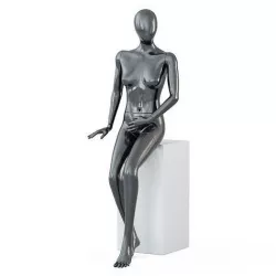 Female black mannequin in sits pose 60 3D model