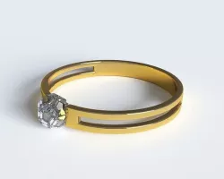 Golden ring with diamond 3D model