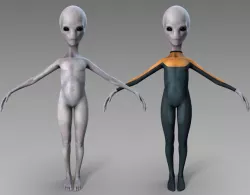Grey Alien Low-poly 3D model
