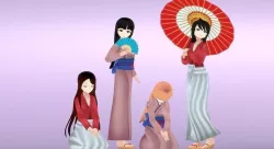 Kimono - Anime Girl Characters Low-poly 3D model