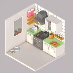 Kitchen models pack Low-poly 3d models  Low-poly 3D model