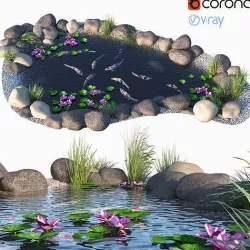 Koi fish -  Koi aquarium 3D model