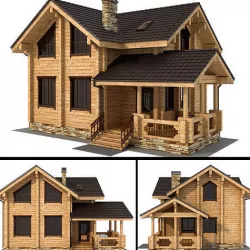 Log house - rounded log 3D model