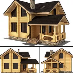 Log house - rounded log 3D model