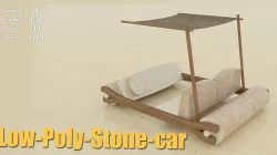 low poly car - cartoon vehicle stone age Low-poly 3D model