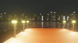 Low Poly City with river Low-poly 3D model