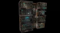 Low poly sci fi building wall facade Low-poly 3D model