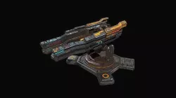 Low poly sci fi orbital cannon defence building Low-poly 3D model