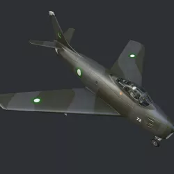 Lowpoly F-86 Sabre Jet Fighter with Pilot Low-poly 3D model