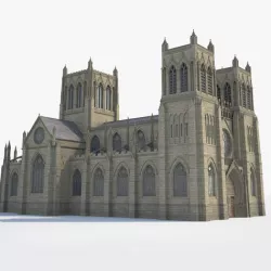 Medieval Gothic Cathedral Low-poly 3D model