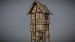 Medieval Lake Village - House 15 with interiors  Low-poly 3D model