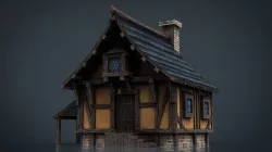 Medieval Town House Low-poly 3D model