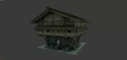 Medieval wood house 2 floors enterable 3D model
