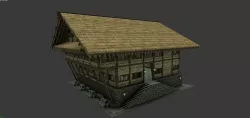Medieval wood house 5 enterable 3D model