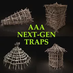 Next Gen AAA Survival Improvised Animal Traps Cages Lockers Pack Low-poly 3D model
