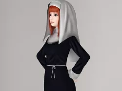 Olivia in nun outfit pose 01 3D model