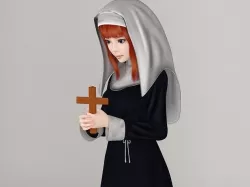 Olivia in nun outfit pose 02 3D model