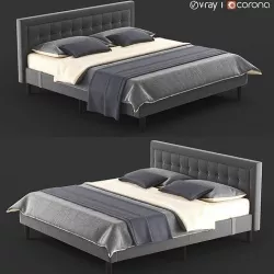 Overstock Double Bed Gray PostureLoft Mornington Bed 3D model