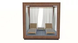 pool side sitting with pergola gazebo 3D model