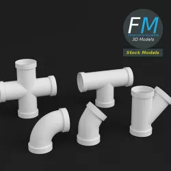 PVC pipe joints 3D model